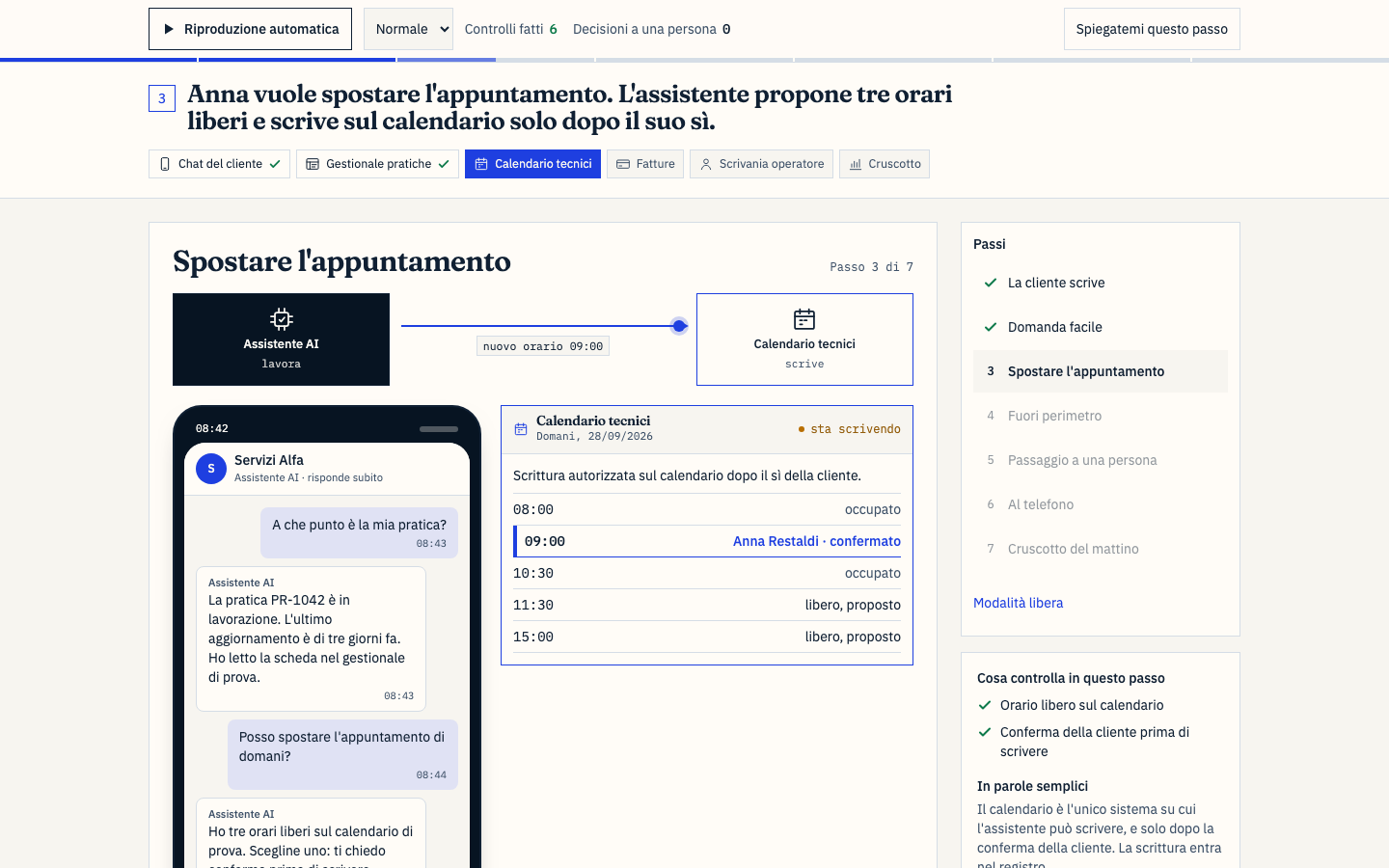Richiesta di appuntamento: l'orario libero viene proposto e confermato