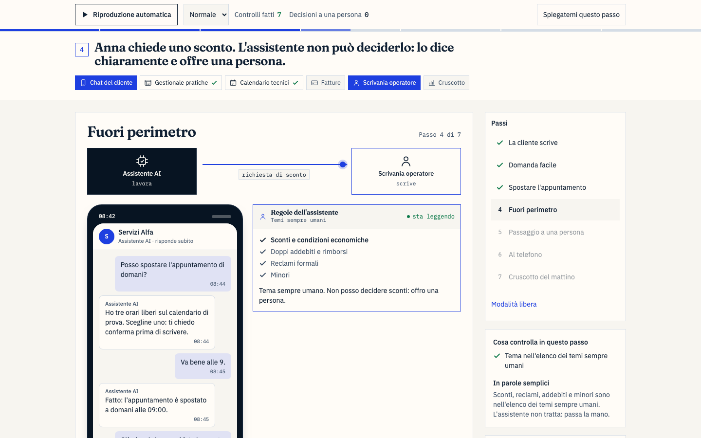 Assistente clienti, dati inventati