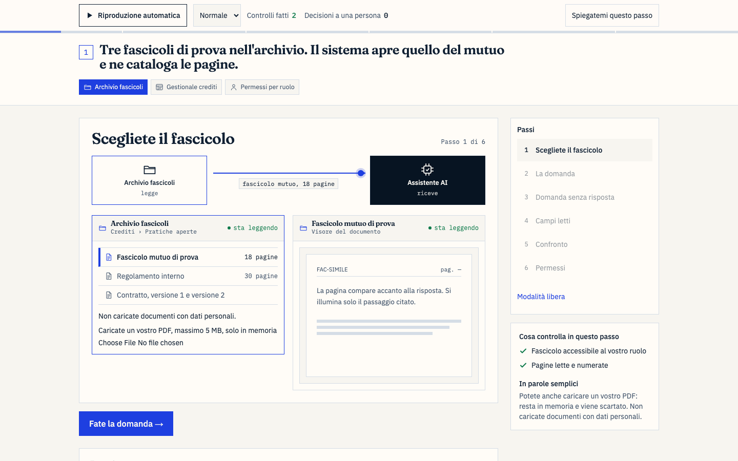 Elenco dei documenti caricati con tipo e data
