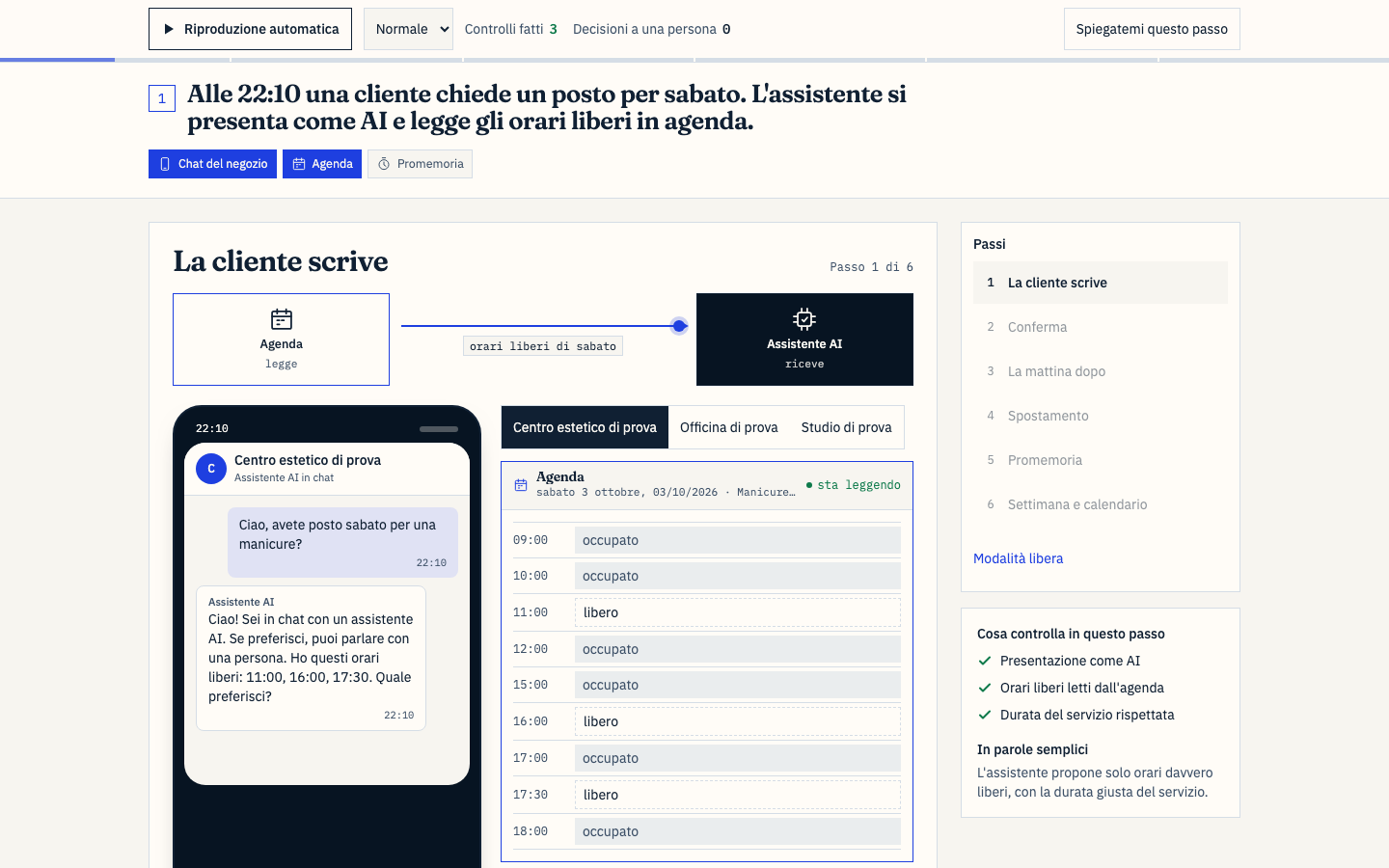 Il cliente chiede un appuntamento su WhatsApp in linguaggio semplice